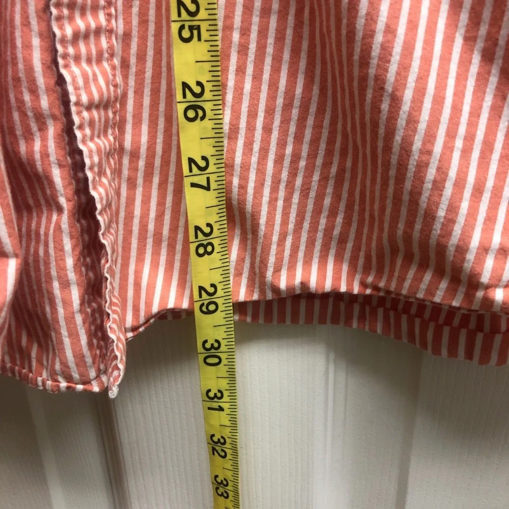 J. Crew Coral and White Striped Cotton Shirt